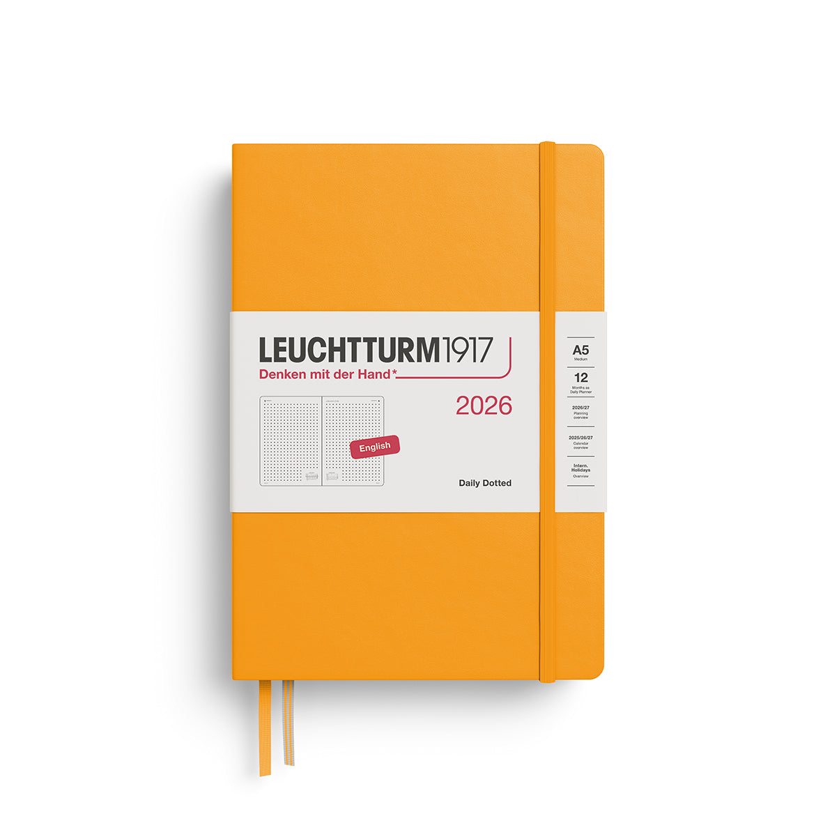 Leuchtturm 1917 - Daily Planner Dotted Medium (A5) 2026 - ENGLISH - Agenda 2026