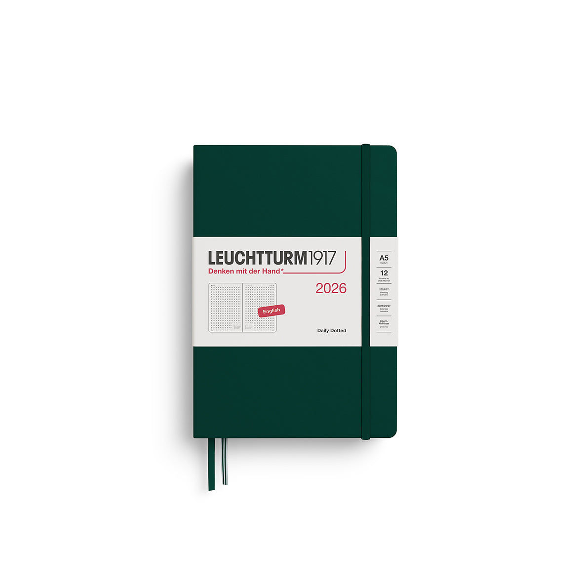 Leuchtturm 1917 - Daily Planner Dotted Medium (A5) 2026 - ENGLISH - Agenda 2026