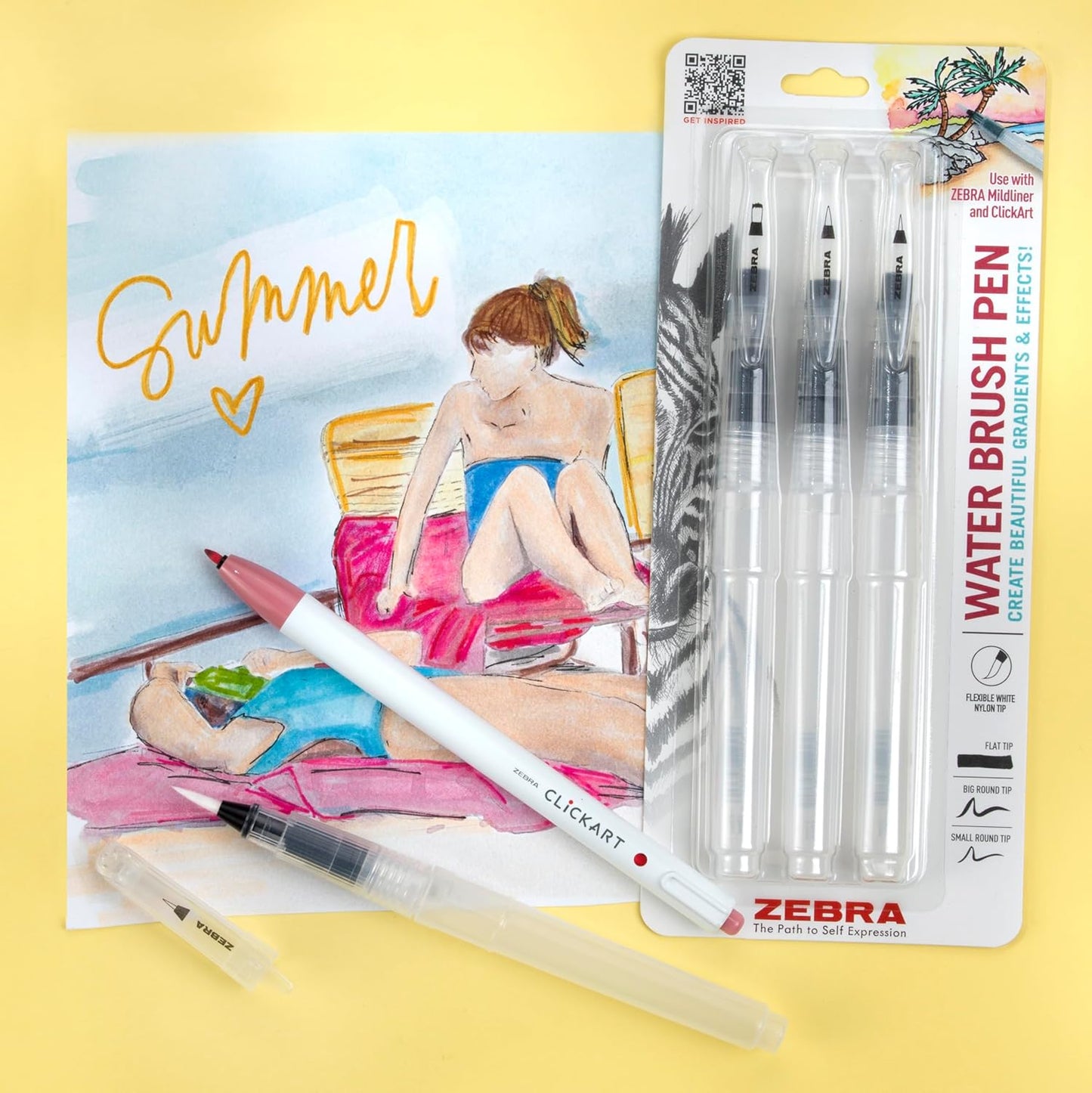 Zebra - Water Brush Pen - Set de 3