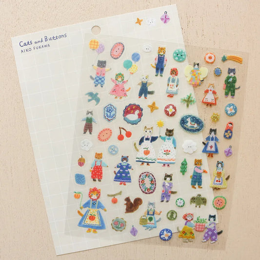 Aiko Fukawa - Cats and Buttons Sticker Sheet