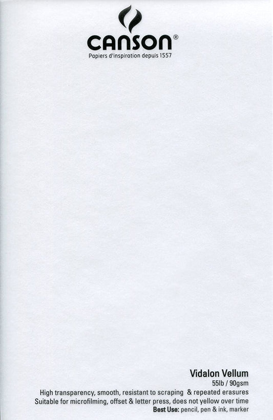 CANSON - Artist Series Vidalon Vellum Tracing Papers (Libreta de Hoja de Calco Vidalon Vellum) - 18lb - 50 hojas