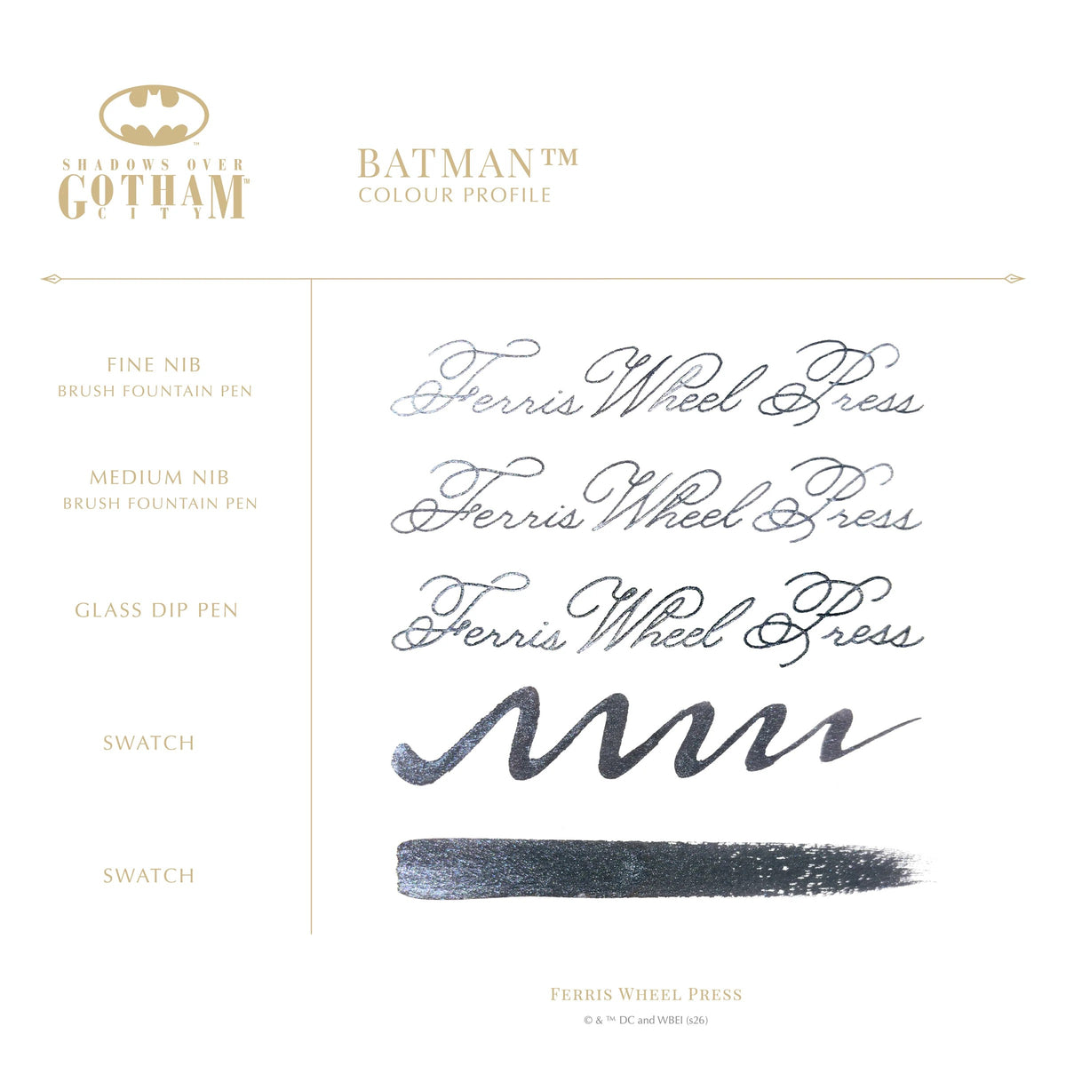 Ferris Wheel Press - Fountain Pen and Ink Set | Shadows Over Gotham City | Batman