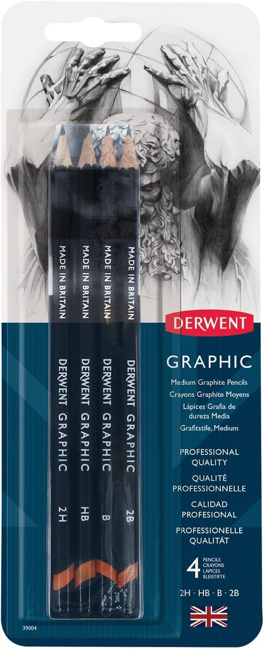 DERWENT - Graphic Medium Graphite Pencils - Pack of 4
