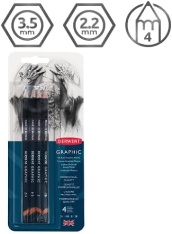 DERWENT - Graphic Medium Graphite Pencils - (Lápices de Grafitos) Pack de 4