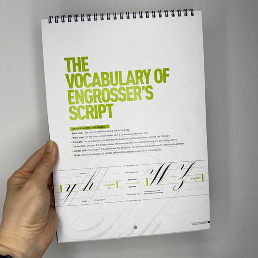 Ash Calligraphy Engrosser's Made Easy Practice Pad - A4 - Encuadernación en Espiral