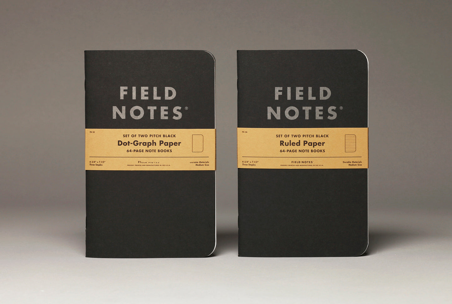 Field Notes Pitch Black Notebook - Pack de 2 - 64 páginas