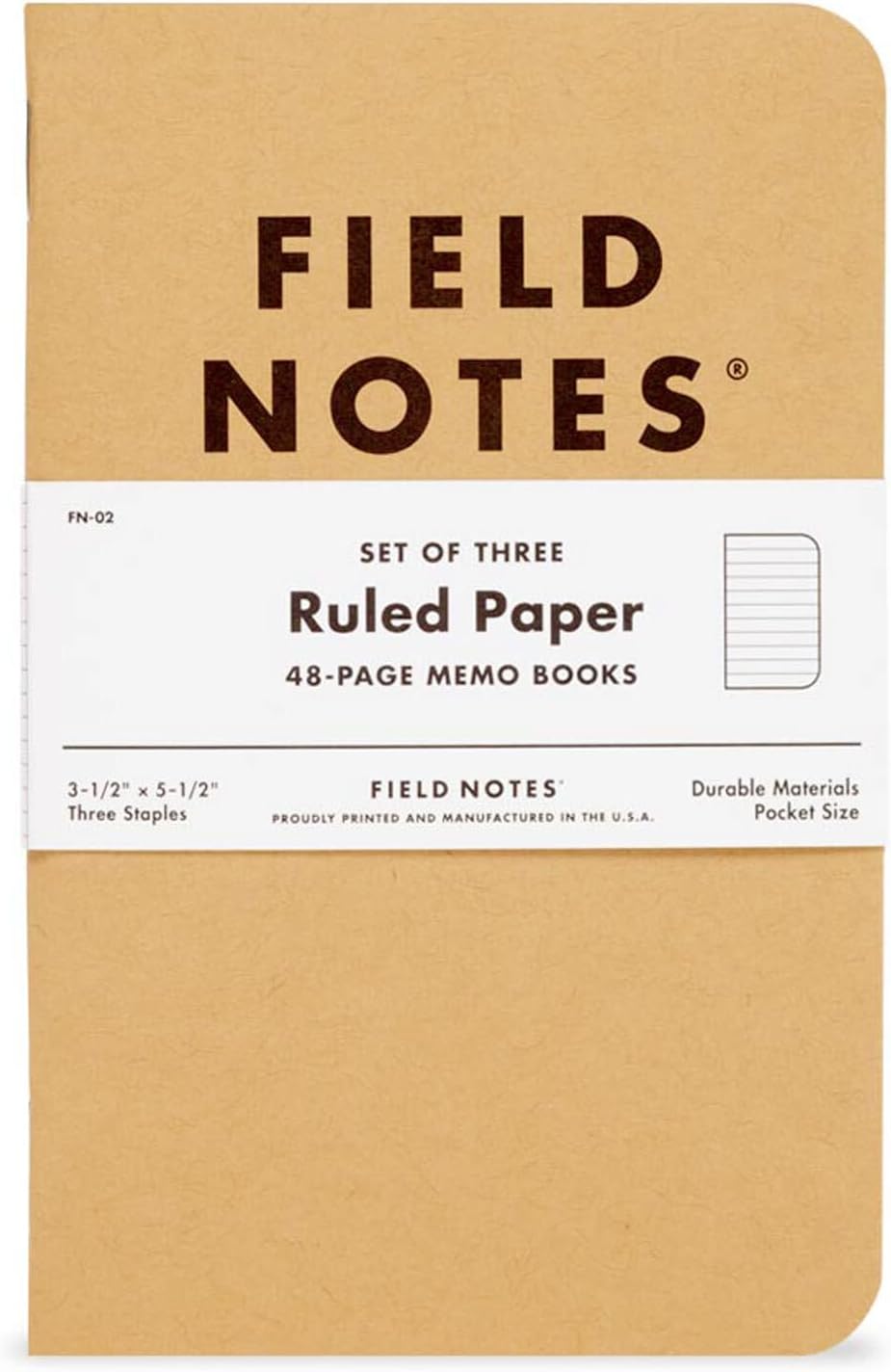 Field Notes Original Kraft Notebook - Pack de 3 - 48 páginas