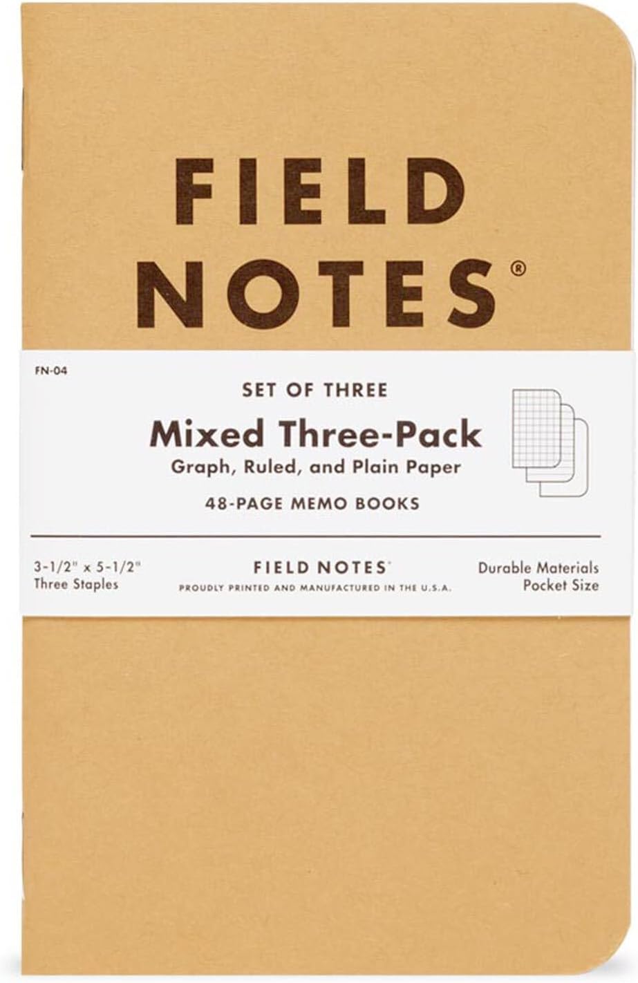 Field Notes Original Kraft Notebook - Pack de 3 - 48 páginas