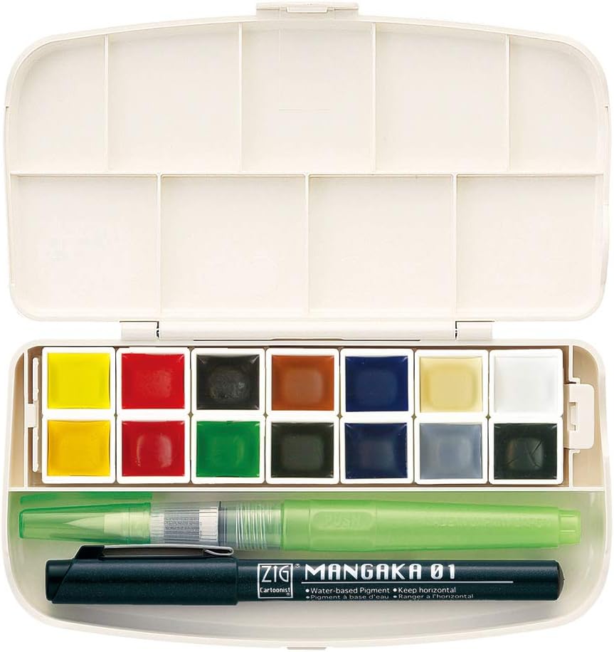 KURETAKE ZIG - Gansai Tambi Portable 14-Color Set Acuarela