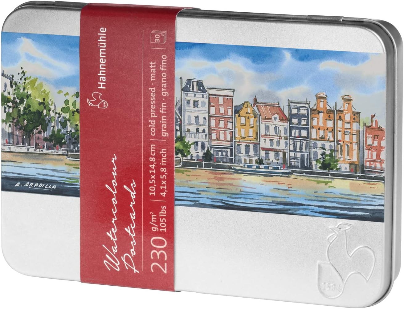HAHNEMUHLE - Watercolor Postcard Tins (Watercolor Paper Postcard with Aluminum Box)