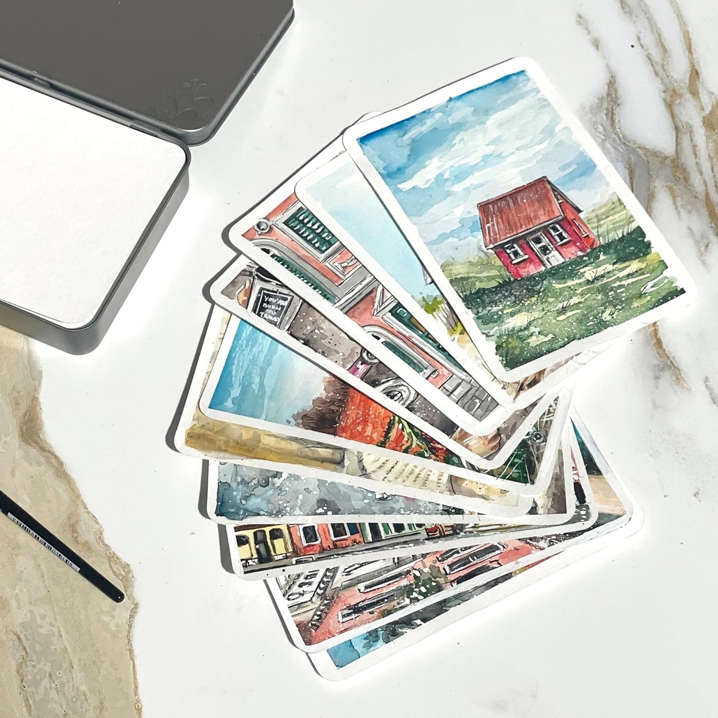 HAHNEMUHLE - Watercolor Postcard Tins (Watercolor Paper Postcard with Aluminum Box)