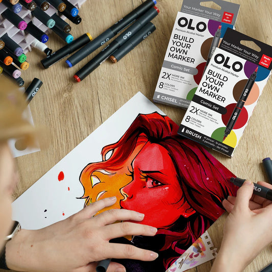 Olo Marker - Brush Comic Set 8 unidades