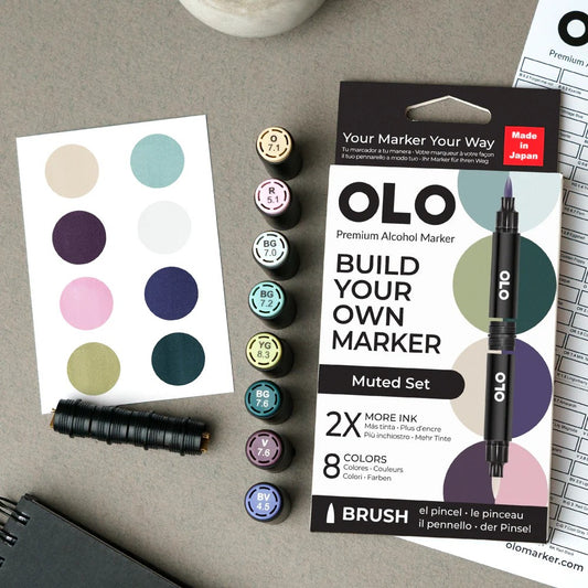 Olo Marker - Brush Muted Set 8 unidades