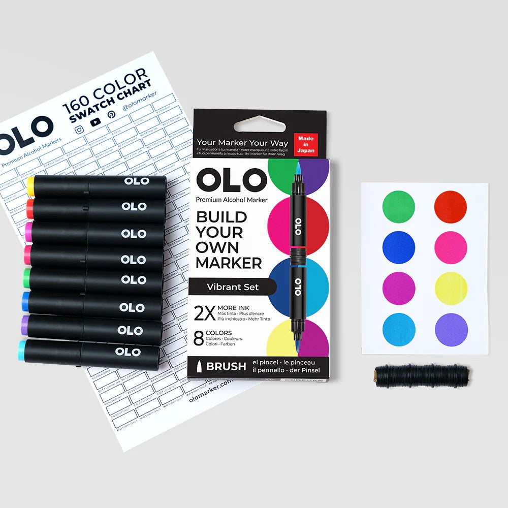 Olo Marker - Brush Vibrant Set 8 unidades