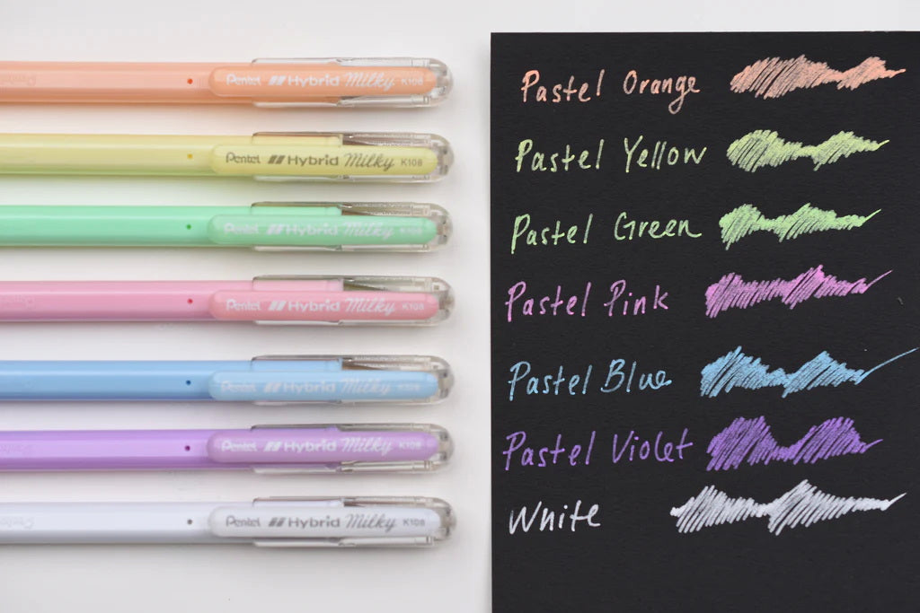 PENTEL - Bolígrafos Hybrid Milky (0.8mm)