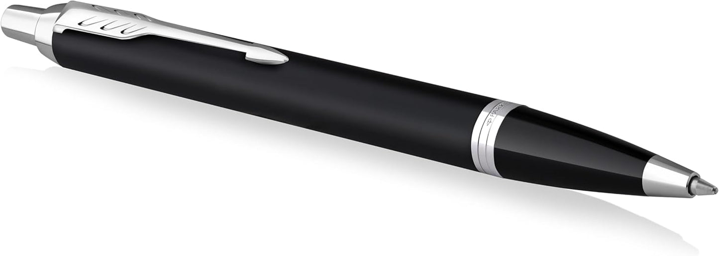 IM Chrome Trim Matte Black Ballpoint Pen
