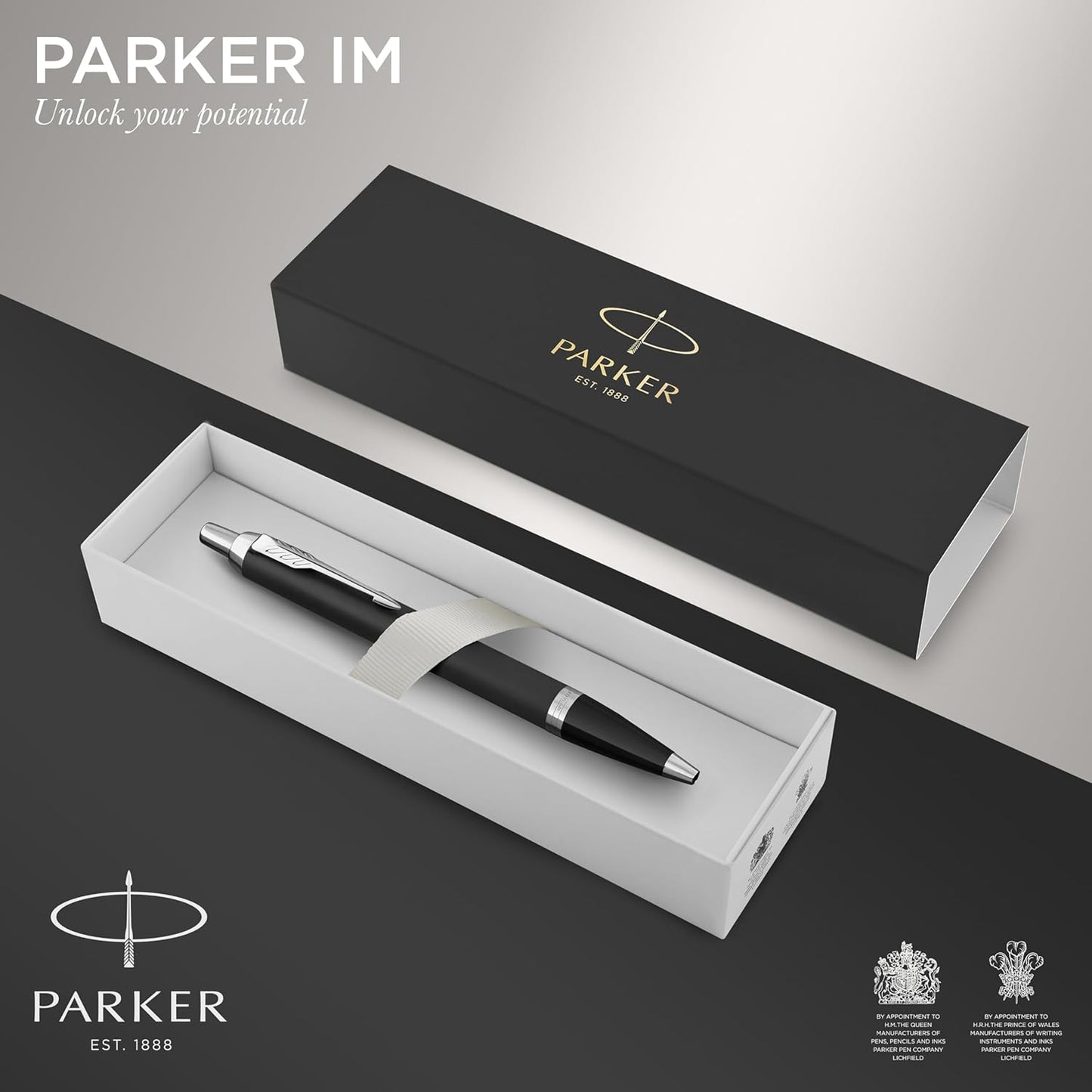 IM Chrome Trim Matte Black Ballpoint Pen