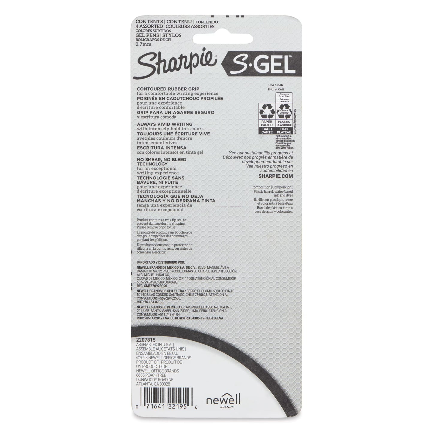 S-Gel Boligrafo Rectractil de Gel - Set de 4 - 0.07mm - Colores Clásicos