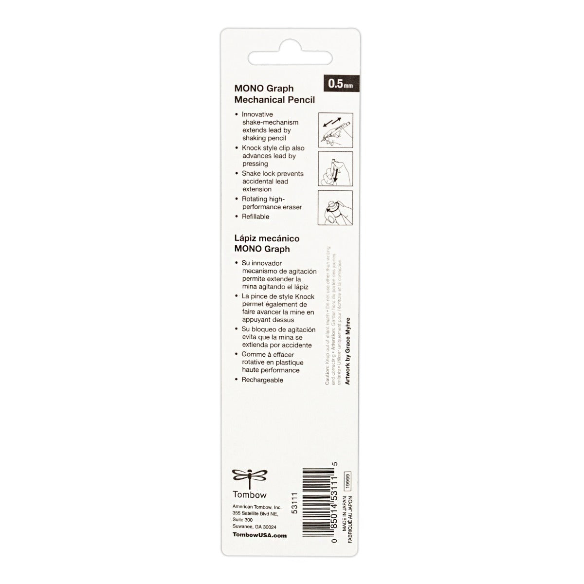 TOMBOW - MONO Graph Mechanical Pencil, Tri-Color, Refillable, 0.5mm (Lápiz Mecánico)