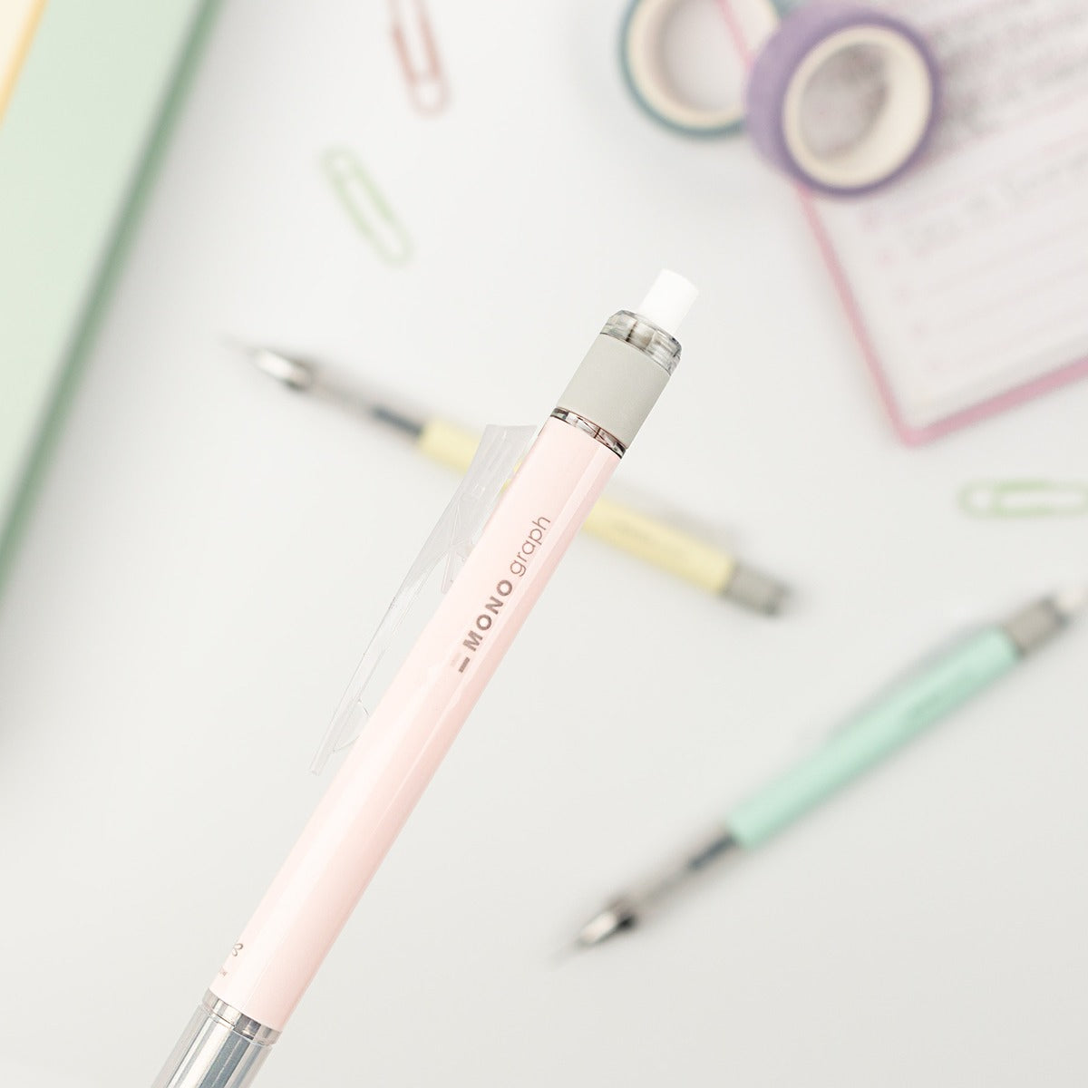 TOMBOW - MONO Graph Mechanical Pencil + Eraser Set - CORAL PINK