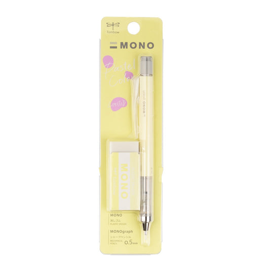 TOMBOW - MONO Graph Mechanical Pencil + Eraser Set - Cream Yellow