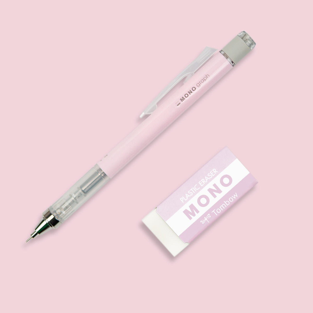 TOMBOW - MONO Graph Mechanical Pencil + Eraser Set - PINK
