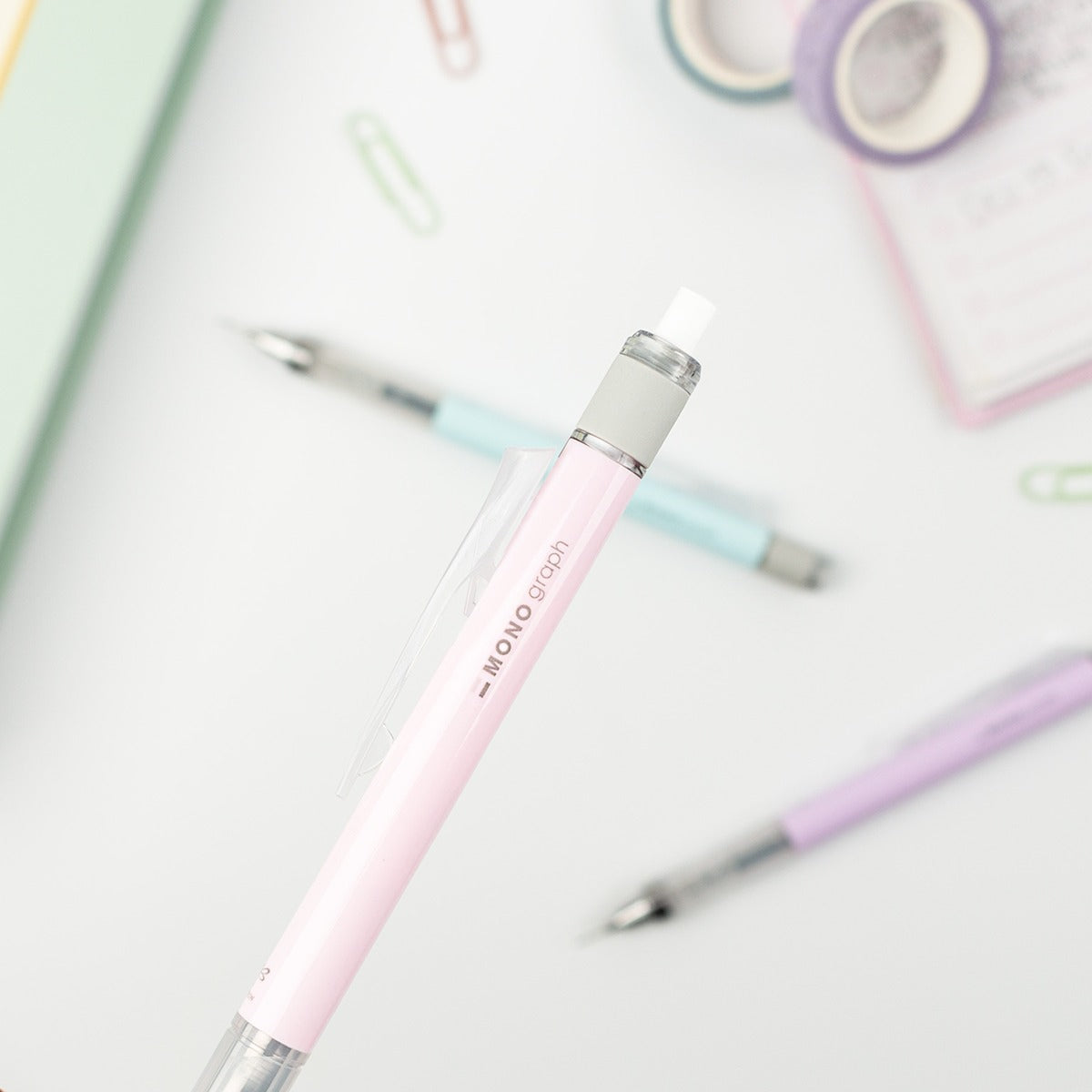 TOMBOW - MONO Graph Mechanical Pencil + Eraser Set - PINK