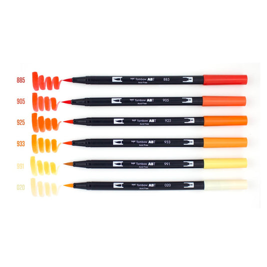 TOMBOW - Dual Brush Pen Set de 6 - Orange Blendables