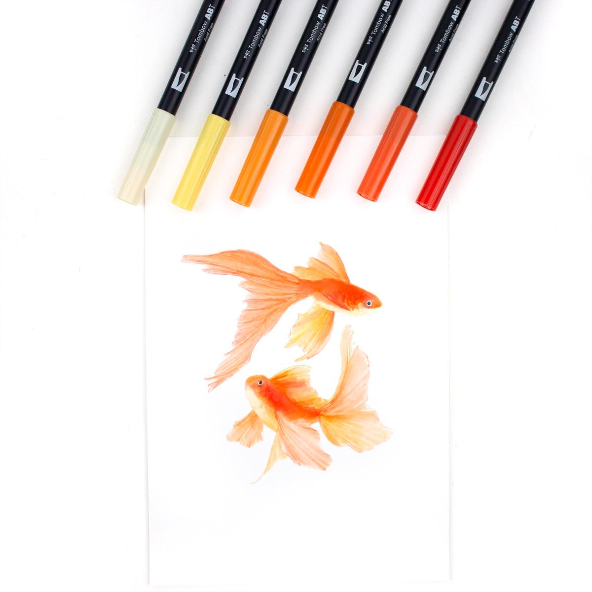 TOMBOW - Dual Brush Pen Set of 6 - Orange Blendables