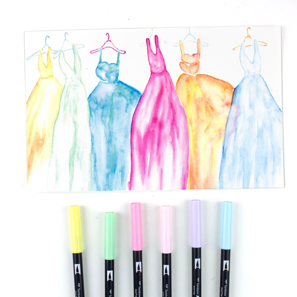 TOMBOW - Dual Brush Pen Set of 6 - Pastel