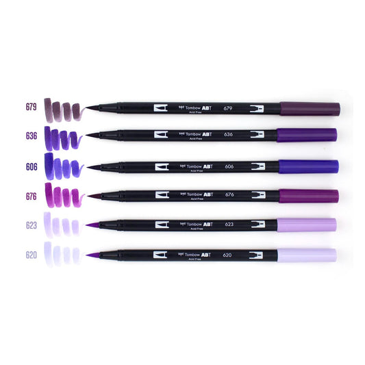 TOMBOW - Dual Brush Pen Set de 6 - Purple Blendables
