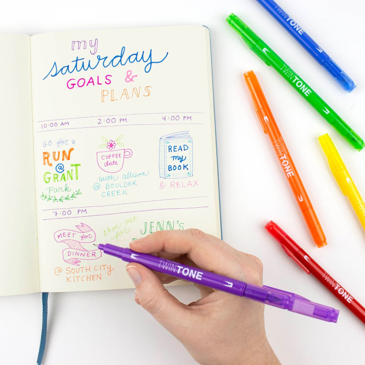 TWINTONE Marker - Markers Set of 6 - Rainbow