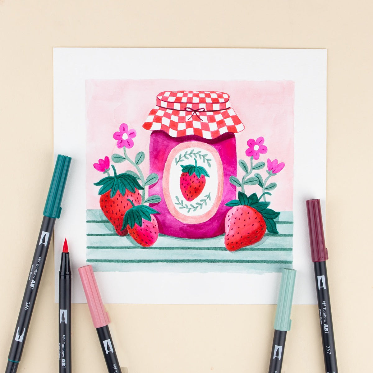 TOMBOW - Dual Brush Pen Set of 6 - Very Berry