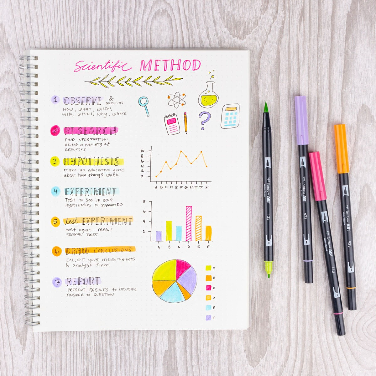 TOMBOW - Dual Brush Pen Set de 6 - Yay Sorbet