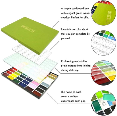 KURETAKE ZIG - Gansai Tambi Watercolor Sets - 48 Colores