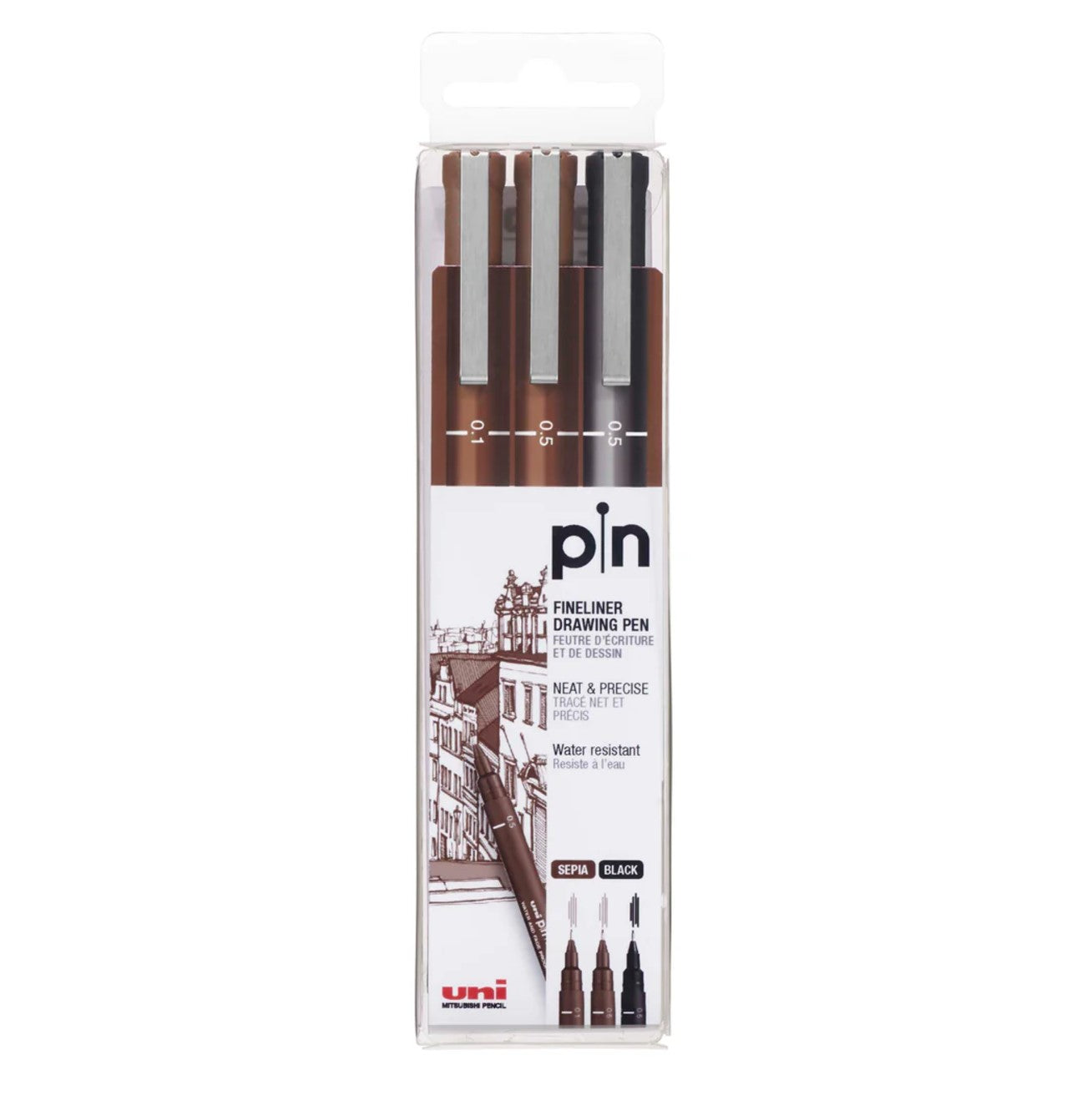 UNI PIN - Fineliner Drawing Pen Sets - Negros y Sepia