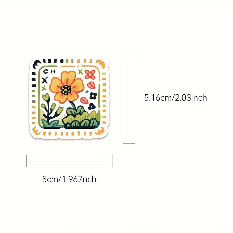 Stickers - Dibujos Animados y Flores Estampilla- 50 unidades