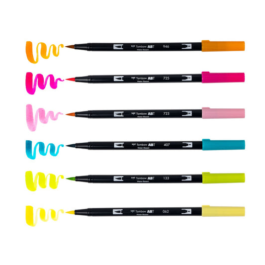 TOMBOW - Dual Brush Pen Set de 6 - Happy Hour