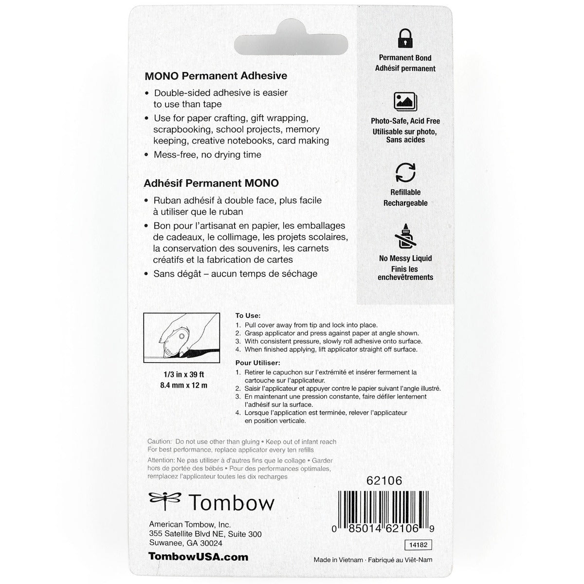 TOMBOW - MONO Adhesive Permanent - Adhesivo Permanente