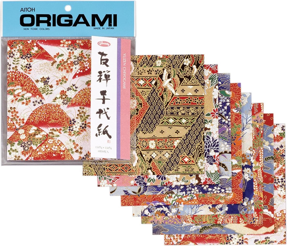 Origami Yuzen Chiyogami - 8 hojas - 15cm x 15cm