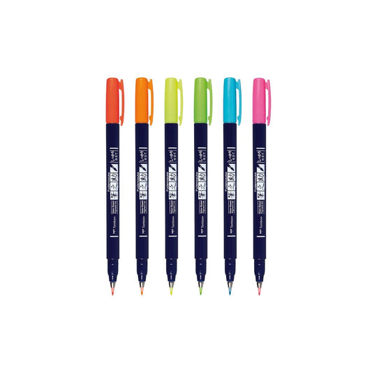 TOMBOW Fudenosuke - Marcadores Punta Pincel (Colores Neones)