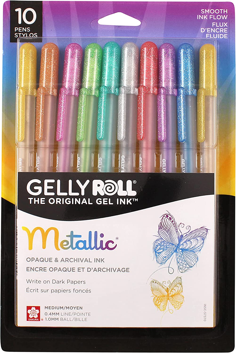 SAKURA Gelly Roll - Dark Metallic Pens, 10-Pen Metallic Set