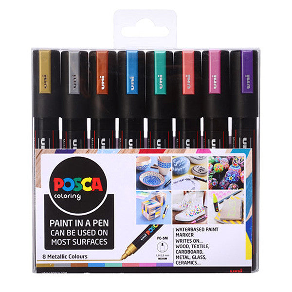 Posca PC-5M Set de Colores Metálicos (8) Punta Media