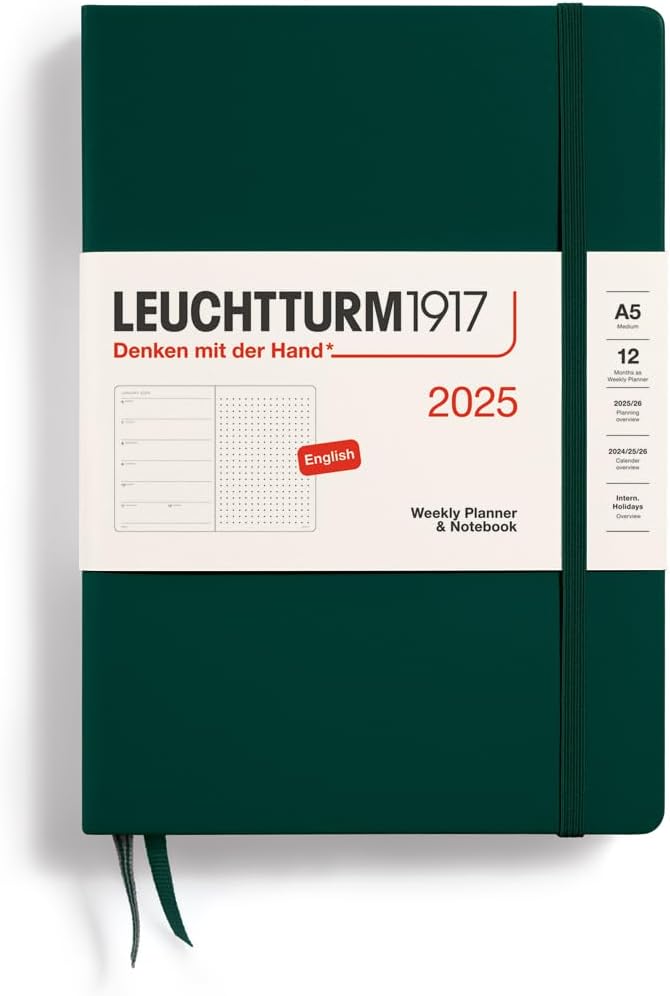 Leuchtturm 1917 - Weekly Planner & Notebook Dotted Medium (A5) 2026 ENGLISH - Agenda 2026