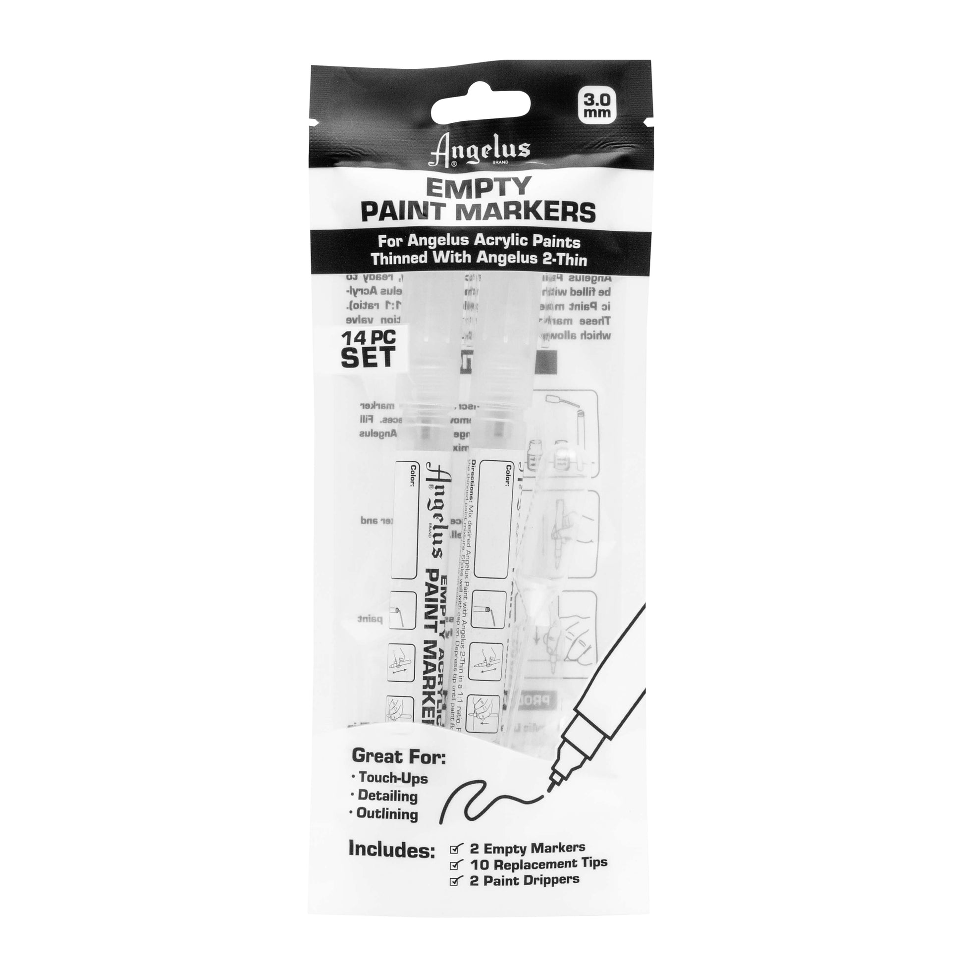 ANGELUS - Empty Acrylic Paint Marker 3.0mm - 2 unidades