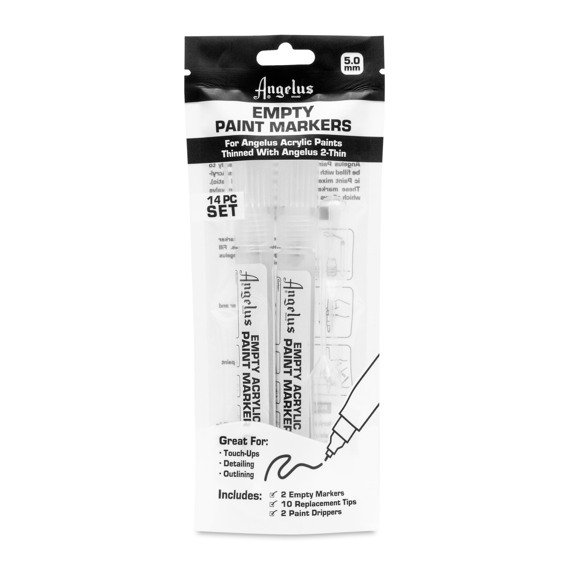 ANGELUS - Empty Acrylic Paint Marker 5.0mm - 2 unidades