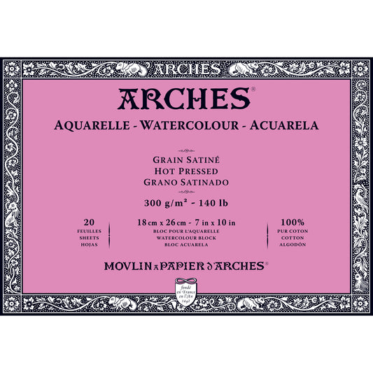 Arches Libretas de Acuarelas (Watercolor Blocks) HOT-PRESSED - Prensado en Calor