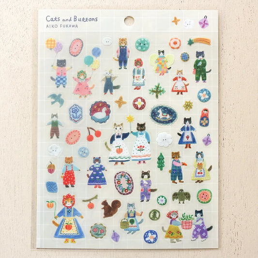 Aiko Fukawa - Cats and Buttons Sticker Sheet