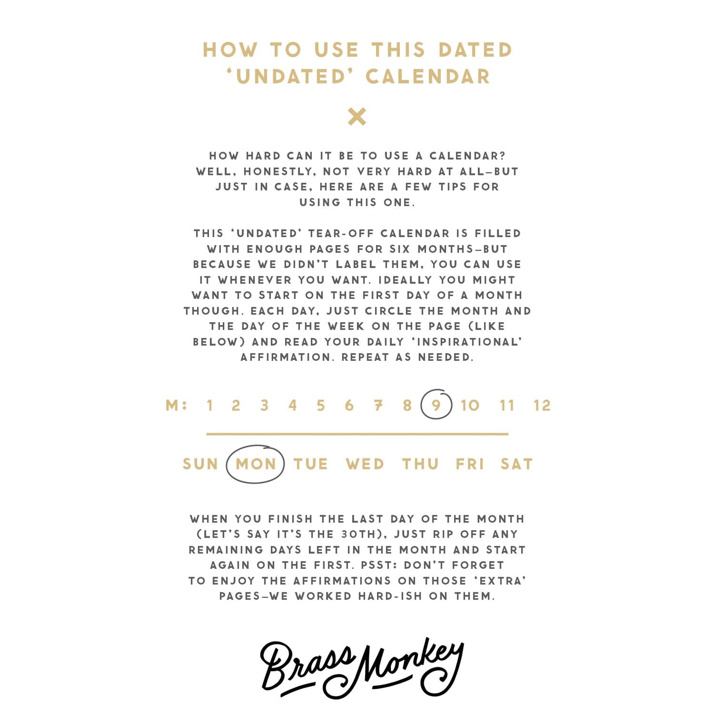 BRASS MONKEY - Make My Day Desk Calendar