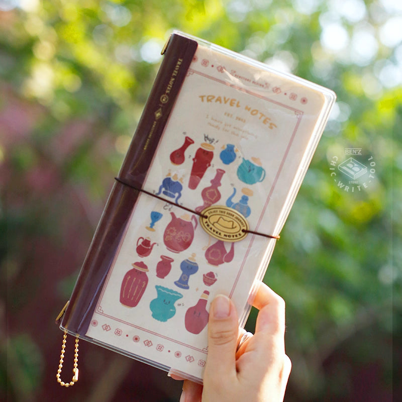 Benstore Design - Travelers Notebook con Cubierta Transparente - Red Vase